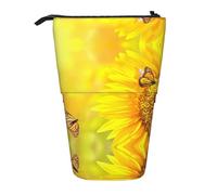 EdWal Astuccio telescopico con stampa di girasoli e farfalle, astuccio per cancelleria, penne e cosmetici, Nero , Taglia unica, Organizer per borse