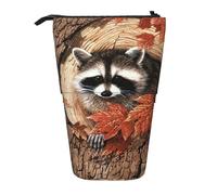 EdWal Astuccio telescopico con stampa di procione in autunno, con foro di albero, carino astuccio per cancelleria, portapenne e cosmetici, Nero , Taglia unica, Organizer per borse