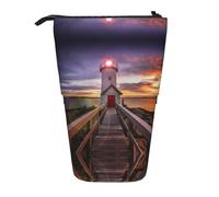 EdWal Astuccio telescopico con stampa di un faro carino astuccio per cancelleria, penne e cosmetici, Nero , Taglia unica, Organizer per borse