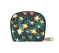EdWal Atomic Stars - Porta carte di credito, unisex, in pelle, sottile, con stampa a stelle, bianco, Taglia unica