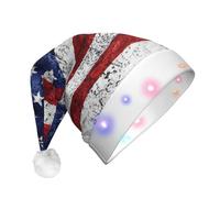 EdWal Bandiera americana Indipendenza 4 luglio stampa Led Natale Beanie Light Up cappelli di Natale, cappelli a maglia con luci a led, cappello invernale unisex Babbo Natale