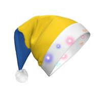 EdWal Bandiera dell'Ucraina Stampa Led Natale Beanie Light Up Cappelli di Natale, Cappelli a Maglia Con Luci Led, Unisex Inverno Cappello di Babbo Natale