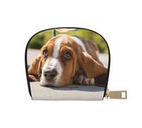 EdWal Basset Hound Print Card Holder Unisex Porta carte di credito per uomini e donne Porta carte in pelle, sottile biglietto da visita, bianco, Taglia unica