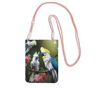 EdWal Bella borsa a tracolla con stampa di uccelli e fiori di cacatua per donne, mini borse per telefono, grazioso portafoglio per telefono, regalo per escursioni e viaggi, rosa, Taglia unica