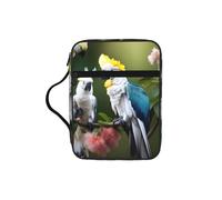 EdWal Bella borsa per cosmetici con stampa di cacatua e fiori, con manico robusto, borsa per tablet, piccola borsa per attrezzi per libri