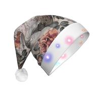 EdWal Berretto natalizio con stampa a forma di Torre Eiffel, con fiori di Parigi, cappello di Natale con luci a LED, cappello invernale unisex da Babbo Natale