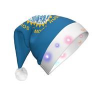 EdWal Berretto natalizio con stampa di bandiera del Sud Dakota con luci LED, cappello natalizio lavorato a maglia con luci LED, cappello invernale unisex da Babbo Natale