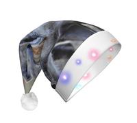 EdWal Berretto natalizio con stampa di iena con animali che si illuminano, cappelli di Natale con luci a LED, cappello invernale unisex da Babbo Natale