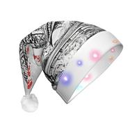 EdWal Berretto natalizio con stampa di Parigi che illumina i cappelli di Natale, cappelli lavorati a maglia con luci LED, cappello invernale unisex da Babbo Natale