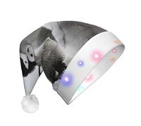 EdWal Berretto natalizio con stampa di pinguino imperatore, cappello natalizio con luci a LED, cappello invernale unisex