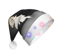 EdWal Berretto natalizio con stampa di piume d'angelo, cappelli di Natale con luci a LED, cappello invernale unisex da Babbo Natale
