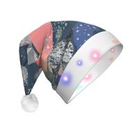 EdWal Berretto natalizio con stampa pianeta, con luci a LED, unisex, cappello invernale da Babbo Natale