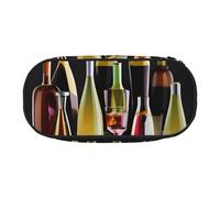 EdWal Bicchieri da cocktail e bottiglie di vino stampa grande capacità astuccio grande astuccio matita astuccio cancelleria penna borsa ufficio college scuola, Nero , Taglia unica, Organizer per borse