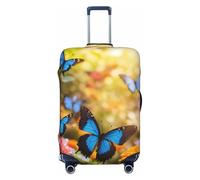 EdWal Blue Butterfly and Flowers Print - Copertura protettiva per valigia, lavabile, antigraffio, colore: blu, Nero , L