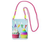 EdWal Borsa a tracolla colorata con stampa di cupcake di buon compleanno per donne, mini borse per telefono, grazioso portafoglio per telefono, regalo per escursioni e viaggi, Fucsia, Taglia unica
