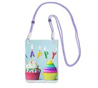 EdWal Borsa a tracolla colorata con stampa di cupcake di buon compleanno per donne, mini borse per telefono, grazioso portafoglio per telefono, regalo per escursioni e viaggi, Viola, Taglia unica
