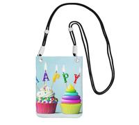 EdWal Borsa a tracolla colorata con stampa di cupcake di buon compleanno per donne, mini borse per telefono, grazioso portafoglio per telefono, regalo per escursioni e viaggi, Nero , Taglia unica