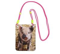 EdWal Borsa a tracolla con stampa di maiale carino per donne, mini borse per telefono, grazioso portafoglio per telefono, regalo per escursioni e viaggi, Fucsia, Taglia unica