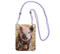 EdWal Borsa a tracolla con stampa di maiale carino per donne, mini borse per telefono, grazioso portafoglio per telefono, regalo per escursioni e viaggi, Viola, Taglia unica