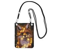 EdWal Borsa a tracolla con stampa di volpe carina per donne, mini borse per telefono, grazioso portafoglio per telefono, regalo per escursioni e viaggi, Nero , Taglia unica