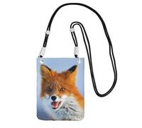 EdWal Borsa a tracolla con stampa volpe per donne, mini borse per telefono, grazioso portafoglio per telefono, regalo per escursioni e viaggi, Nero , Taglia unica