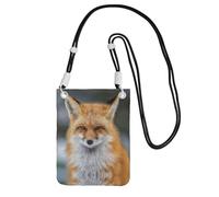 EdWal Borsa a tracolla con stampa volpe per donne, mini borse per telefono, grazioso portafoglio per telefono, regalo per escursioni e viaggi, Nero , Taglia unica