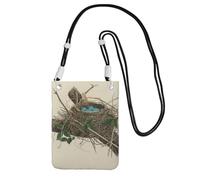 EdWal Borsa a tracolla da donna, con stampa a nido di uccelli, mini portamonete per telefono, grazioso portafoglio per telefono, regalo per escursioni e viaggi, Nero , Taglia unica