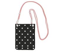 EdWal Borsa a tracolla da donna, con stampa a pois bianchi e neri, mini portafogli per telefono, grazioso portafoglio per telefono, regalo per escursioni e viaggi, rosa, Taglia unica