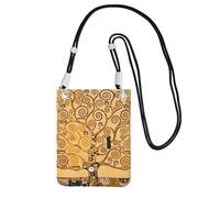 EdWal Borsa a tracolla da donna, con stampa albero della vita, mini portafogli per telefono, grazioso portafoglio per telefono, regalo per escursioni e viaggi, Nero , Taglia unica