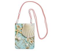 EdWal Borsa a tracolla da donna, con stampa blu oceano, mare, spiaggia, conchiglie, stella marina, mini portamonete, grazioso portafoglio per telefono, regalo per escursioni e viaggi, rosa, Taglia