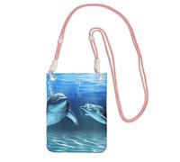 EdWal Borsa a tracolla da donna, con stampa delfini nel mare, mini portafogli per telefono, grazioso portafoglio per telefono, regalo per escursioni e viaggi, rosa, Taglia unica