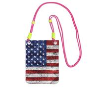EdWal Borsa a tracolla da donna, con stampa della bandiera americana, per il quarto di luglio, mini portamonete per telefono, grazioso portafoglio per telefono, regalo per escursioni e viaggi, Fucsia