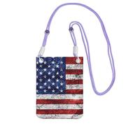 EdWal Borsa a tracolla da donna, con stampa della bandiera americana, per il quarto di luglio, mini portamonete per telefono, grazioso portafoglio per telefono, regalo per escursioni e viaggi, Viola