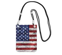 EdWal Borsa a tracolla da donna, con stampa della bandiera americana, per il quarto di luglio, mini portamonete per telefono, grazioso portafoglio per telefono, regalo per escursioni e viaggi, Nero