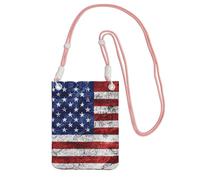 EdWal Borsa a tracolla da donna, con stampa della bandiera americana, per il quarto di luglio, mini portamonete per telefono, grazioso portafoglio per telefono, regalo per escursioni e viaggi, rosa