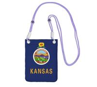 EdWal Borsa a tracolla da donna, con stampa della bandiera del Kansas, mini portamonete per telefono, grazioso portafoglio per telefono, regalo per escursioni e viaggi, Viola, Taglia unica