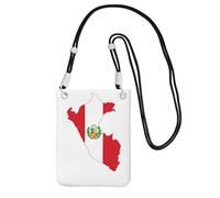 EdWal Borsa a tracolla da donna, con stampa della mappa della bandiera del Perù, mini portamonete per telefono, grazioso portafoglio per telefono, regalo per escursioni e viaggi, Nero , Taglia unica