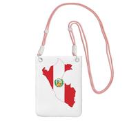 EdWal Borsa a tracolla da donna, con stampa della mappa della bandiera del Perù, mini portamonete per telefono, grazioso portafoglio per telefono, regalo per escursioni e viaggi, rosa, Taglia unica