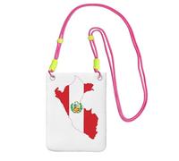 EdWal Borsa a tracolla da donna, con stampa della mappa della bandiera del Perù, mini portamonete per telefono, grazioso portafoglio per telefono, regalo per escursioni e viaggi, Fucsia, Taglia unica