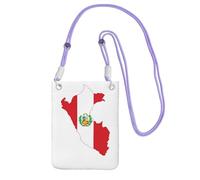 EdWal Borsa a tracolla da donna, con stampa della mappa della bandiera del Perù, mini portamonete per telefono, grazioso portafoglio per telefono, regalo per escursioni e viaggi, Viola, Taglia unica
