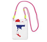 EdWal Borsa a tracolla da donna, con stampa della mappa della bandiera della Thailandia, mini portamonete per telefono, grazioso portafoglio per telefono, regalo per escursioni e viaggi, Fucsia