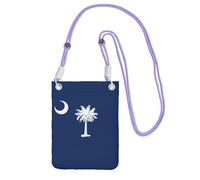 EdWal Borsa a tracolla da donna, con stampa di bandiera della Carolina del Sud, mini portamonete per telefono, grazioso portafoglio per telefono, regalo per escursioni e viaggi, Viola, Taglia unica