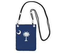 EdWal Borsa a tracolla da donna, con stampa di bandiera della Carolina del Sud, mini portamonete per telefono, grazioso portafoglio per telefono, regalo per escursioni e viaggi, Nero , Taglia unica