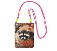 EdWal Borsa a tracolla da donna, con stampa di buchi d'albero, con procione in autunno, mini borse per telefono, grazioso portafoglio per telefono, regalo per escursioni e viaggi, Fucsia, Taglia unica