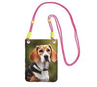 EdWal Borsa a tracolla da donna, con stampa di cane Beagle, mini portamonete, grazioso portafoglio per telefono, regalo per escursioni e viaggi, Fucsia, Taglia unica