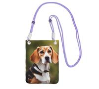 EdWal Borsa a tracolla da donna, con stampa di cane Beagle, mini portamonete, grazioso portafoglio per telefono, regalo per escursioni e viaggi, Viola, Taglia unica