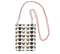 EdWal Borsa a tracolla da donna, con stampa di carlino, colore nero e giallo, mini portamonete, grazioso portafoglio per telefono, regalo per escursioni e viaggi, rosa, Taglia unica