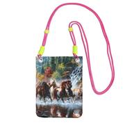 EdWal Borsa a tracolla da donna, con stampa di cavalli, mini portamonete per telefono, grazioso portafoglio per telefono, regalo per escursioni e viaggi, Fucsia, Taglia unica
