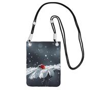 EdWal Borsa a tracolla da donna, con stampa di coccinella su margherita, mini portamonete, grazioso portafoglio per telefono, regalo per escursioni e viaggi, Nero , Taglia unica