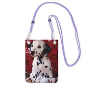 EdWal Borsa a tracolla da donna, con stampa di cucciolo dalmata, mini portamonete, grazioso portafoglio per telefono, regalo per escursioni e viaggi, Viola, Taglia unica